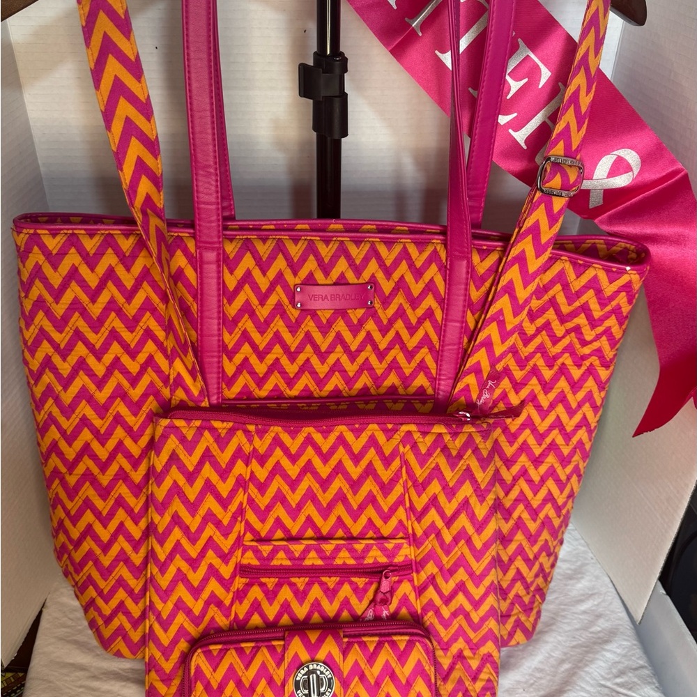 Vera Bradley Ziggy Zags Pink and Orange 3 piece set
